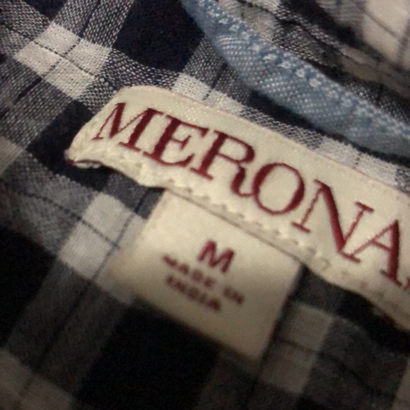 Meron Tunic Top-Sz M-Navy/White Mini Check/Plaid-Cotton-Round Neck-No Collar - Picture 13 of 15